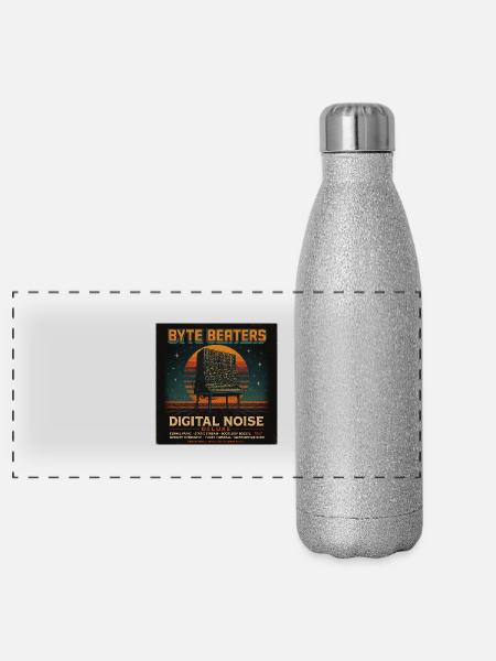 Byte Beaters by Nerogear - Panorama Glitzer Isolierflasche 500 ml - Silber Glitzer - Vorne