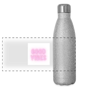 Good V i b e s - Panorama Glitzer Isolierflasche 500 ml - Silber Glitzer - Vorne