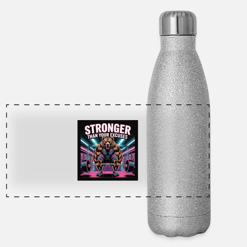 Stronger than your excuses Panorama Glitzer Isolierflasche 500 ml