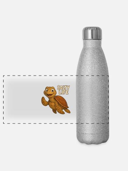 La vie salée - Gourde isotherme panoramique pailletée 500 ml - paillettes argentées - Devant