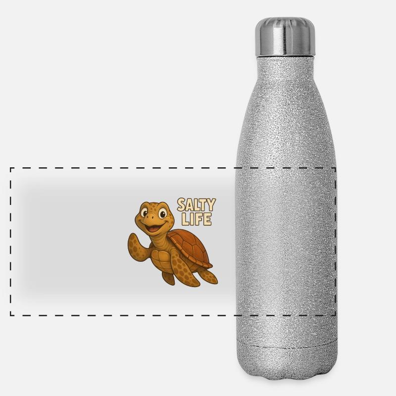 Salty Life - Panorama Glitzer Isolierflasche 500 ml - Silber Glitzer