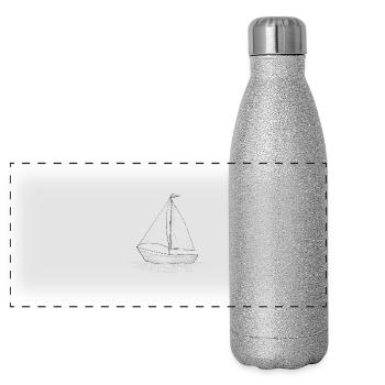 Sailing boats - Panoramic Glitter Thermal Bottle 500 ml - silver glitter - Front