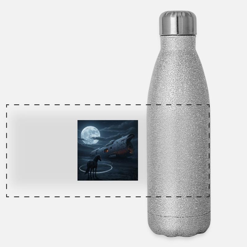 Nachtflug ins Ungewisse Panorama Glitzer Isolierflasche 500 ml