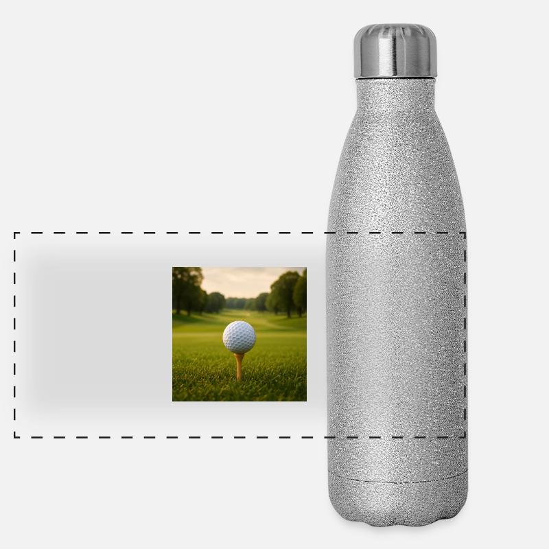 Sport - Golf, Golfball auf dem Abschlag Panorama Glitzer Isolierflasche 500 ml