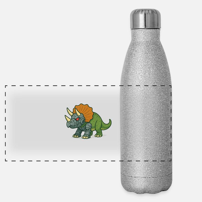 Transformation du robot tricératops Gourde isotherme panoramique pailletée 500 ml