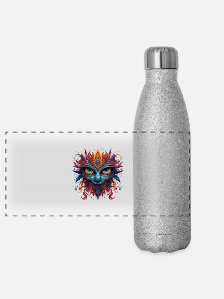 Mysticism Mask - Panoramic Glitter Thermal Bottle 500 ml - silver glitter - Front