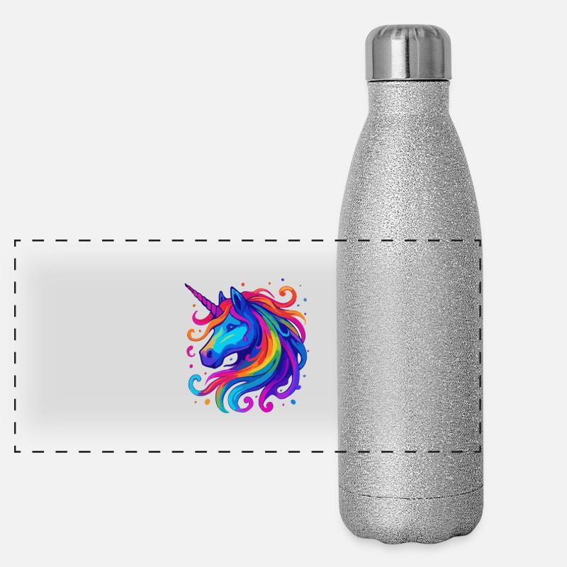Licorne arc-en-ciel Gourde isotherme panoramique pailletée 500 ml