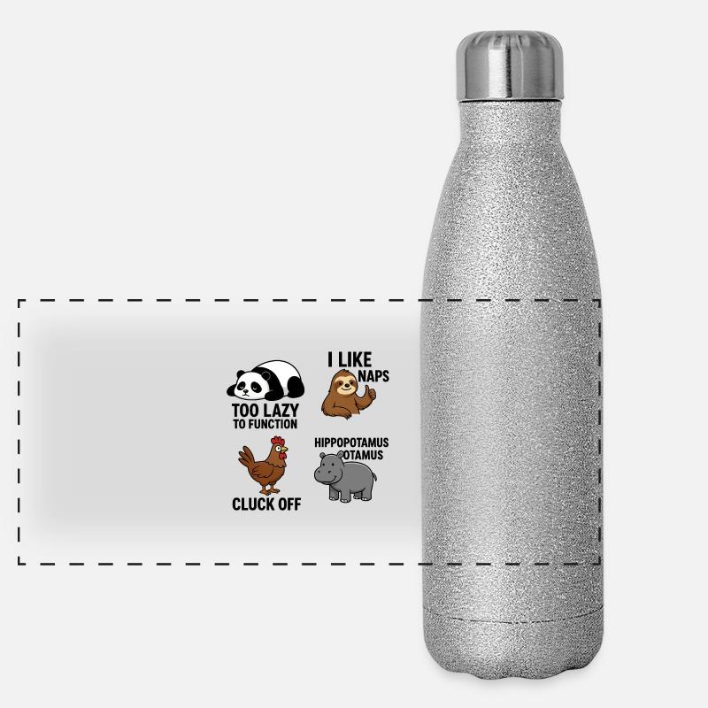 Tierisch lustig! - Panorama Glitzer Isolierflasche 500 ml - Silber Glitzer