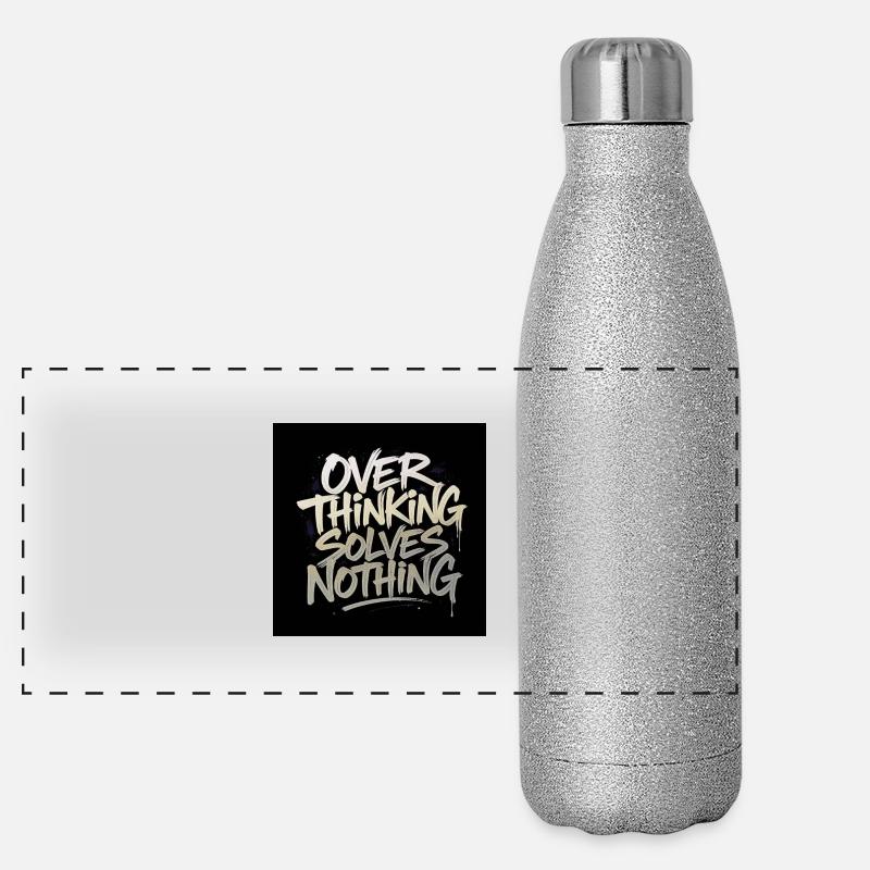 Overthinking solves nothing - Graffity Style Panorama Glitzer Isolierflasche 500 ml