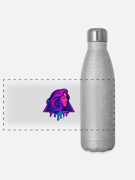 Profil triangulaire - Gourde isotherme panoramique pailletée 500 ml - paillettes argentées - Devant
