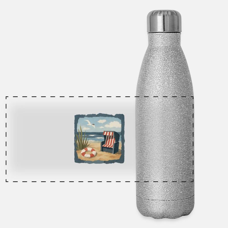 Baltic Sea beach collage for the right holiday feeling Panoramic Glitter Thermal Bottle 500 ml