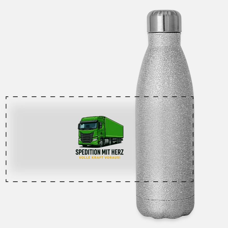 Spedition mit Herz Panorama Glitzer Isolierflasche 500 ml