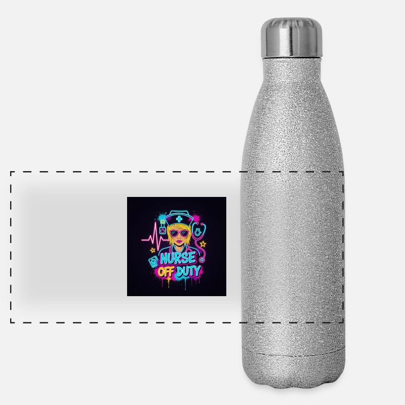 Lieblingsshirt Nurse off Duty Panorama Glitzer Isolierflasche 500 ml