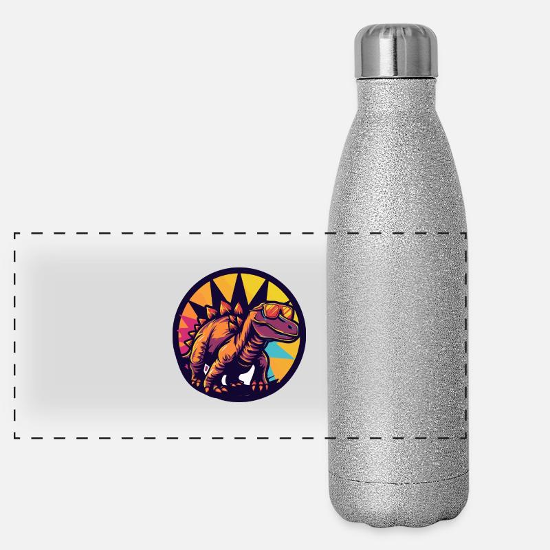 Dinosaur Stegosaurus Comic Panoramic Glitter Thermal Bottle 500 ml