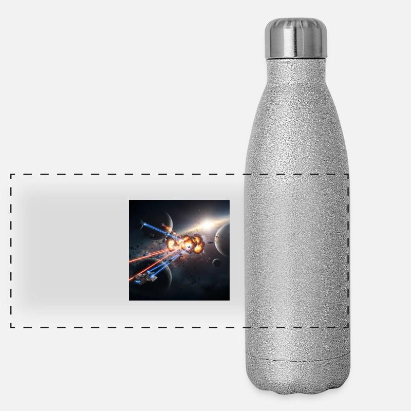 Futuristische Raumfahrt-Illusion Panorama Glitzer Isolierflasche 500 ml