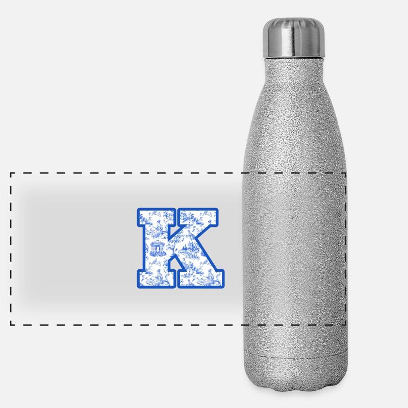 Lettre k chinoiserie bleu Gourde isotherme panoramique pailletée 500 ml