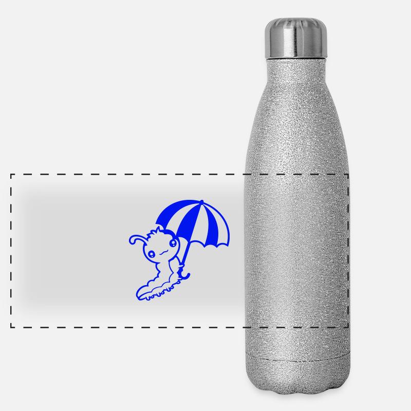 Fliegende Raupe Regenschirm Himmel Windig Urlaub Panorama Glitzer Isolierflasche 500 ml