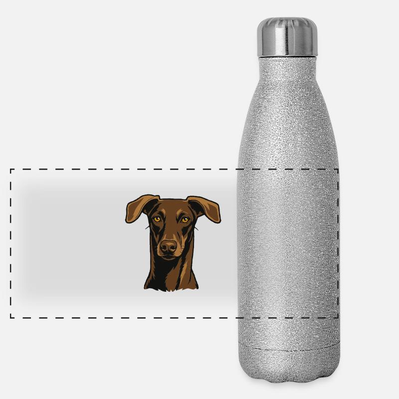 Stolzer Windhund – Edler Blick Panorama Glitzer Isolierflasche 500 ml