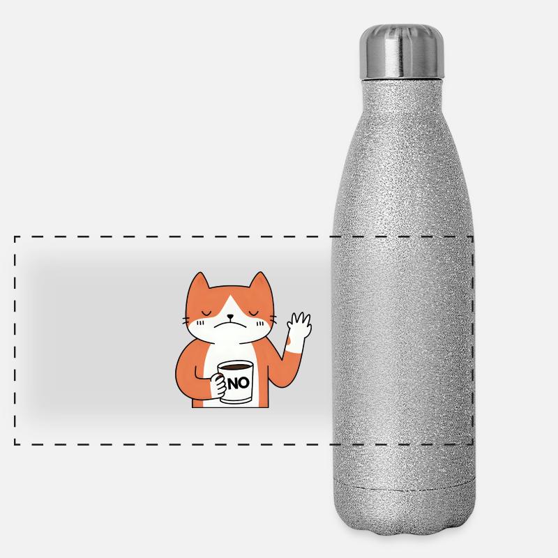 Katze No, Nein | Mürrische Comic Katze Kaffebecher Panorama Glitzer Isolierflasche 500 ml