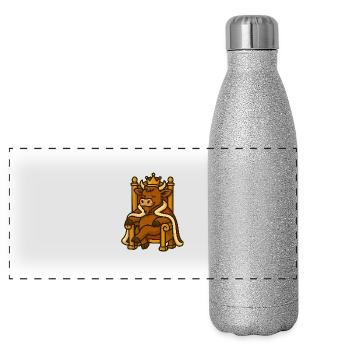 Cow with crown on throne - Panoramic Glitter Thermal Bottle 500 ml - silver glitter - Front
