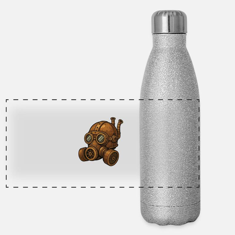 Masque à gaz Steampunk Gourde isotherme panoramique pailletée 500 ml