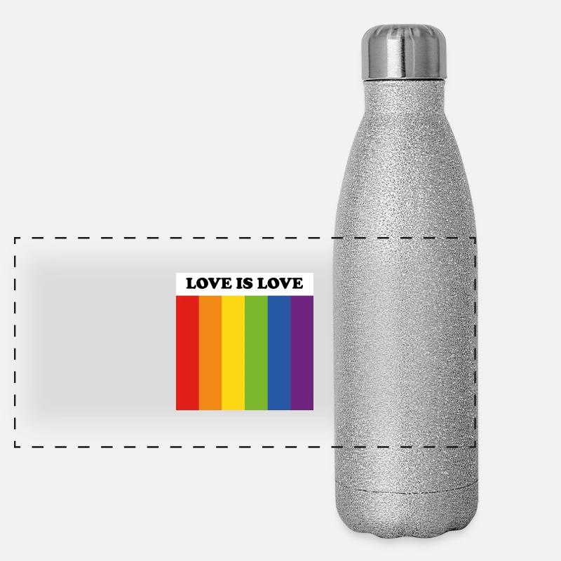 LOVE IS LOVE LGBT flag Panoramic Glitter Thermal Bottle 500 ml