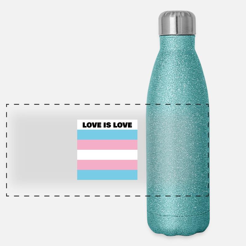 LOVE IS LOVE TRANS Flagge Panorama Glitzer Isolierflasche 500 ml