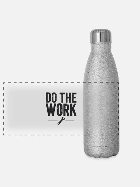 Faites le travail en disant citation - Gourde isotherme panoramique pailletée 500 ml - paillettes argentées - Devant