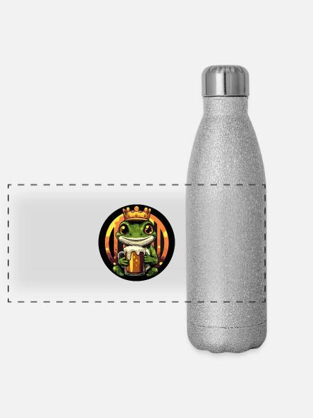 Echse Bier - Panorama Glitzer Isolierflasche 500 ml - Silber Glitzer - Vorne