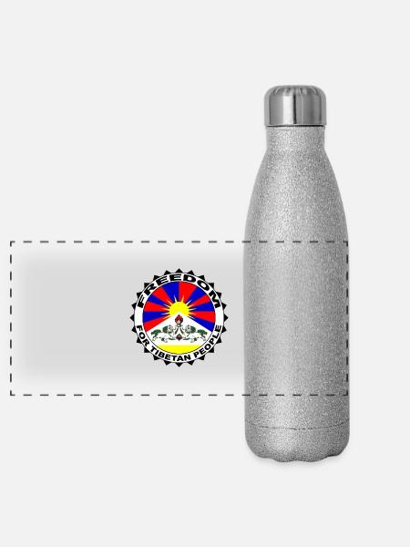 Free Tibet - Gourde isotherme panoramique pailletée 500 ml - paillettes argentées - Devant