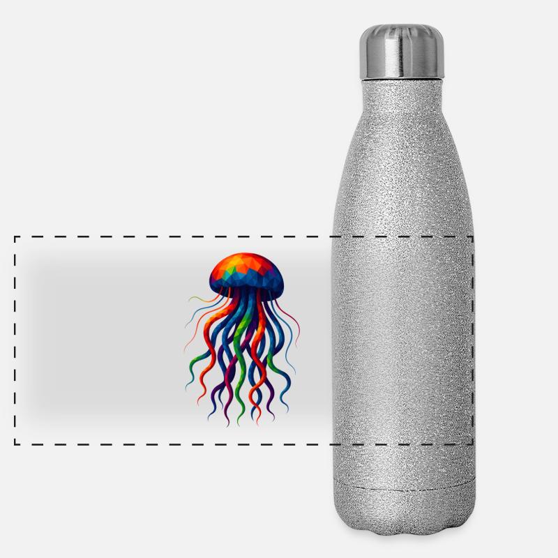 WPAP Stil Polygon Tiere - Qualle Panorama Glitzer Isolierflasche 500 ml