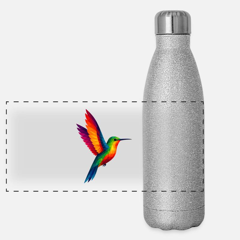 WPAP Stil Polygon Tiere - Kolibri Panorama Glitzer Isolierflasche 500 ml