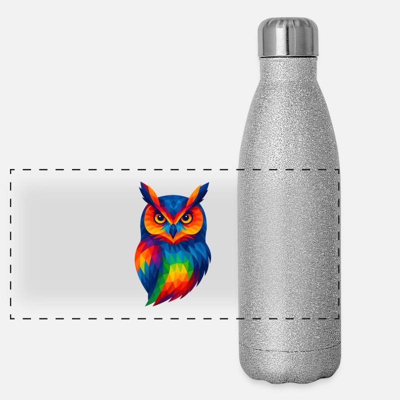 WPAP Stil Tiere - Eule Panorama Glitzer Isolierflasche 500 ml