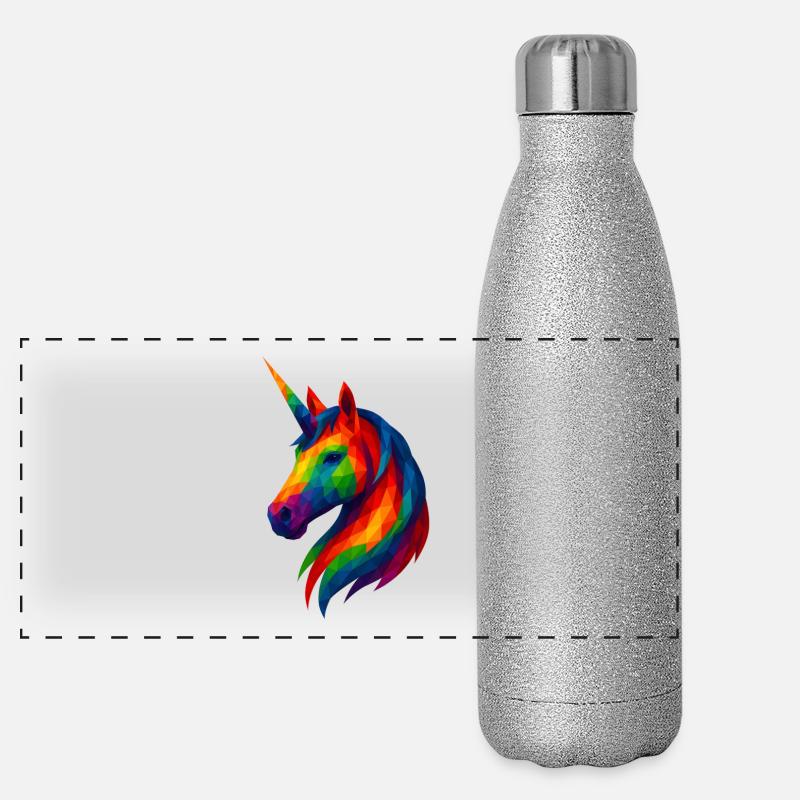 WPAP Stil Tiere - Einhorn Panorama Glitzer Isolierflasche 500 ml