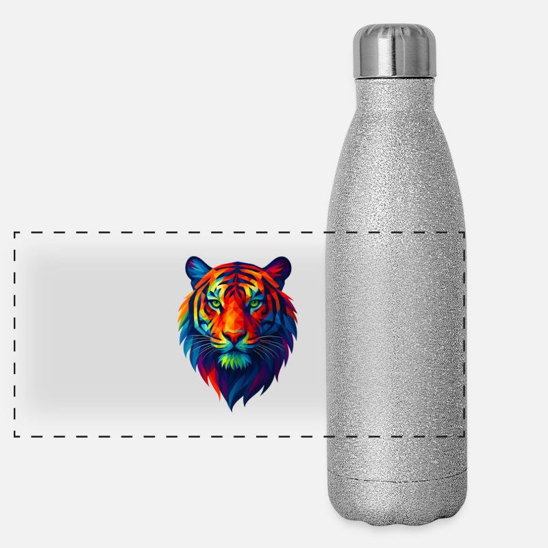 WPAP Polygon Stil Tiere - Tiger Porträt Panorama Glitzer Isolierflasche 500 ml