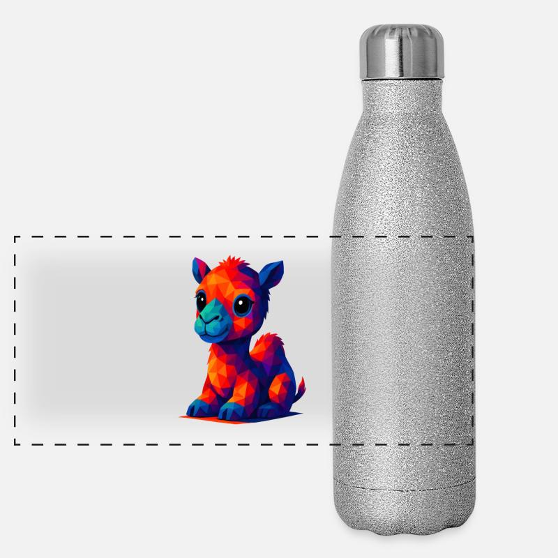 WPAP Polygon Kawaii Tiere Stil Baby Kamel Dromedar Panorama Glitzer Isolierflasche 500 ml