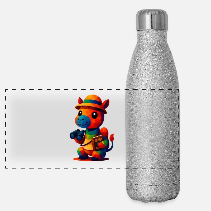 Guide de voyage WPAP Polygon Style Animaux Chameau Gourde isotherme panoramique pailletée 500 ml