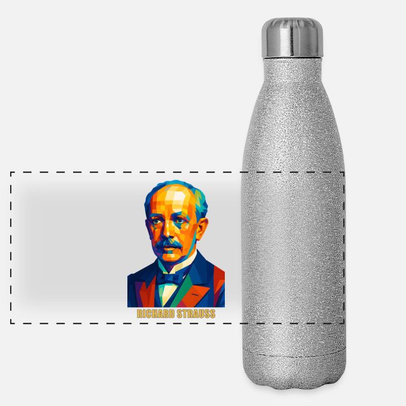 WPAP Polygon Porträt Richard Strauss Komponist Panorama Glitzer Isolierflasche 500 ml