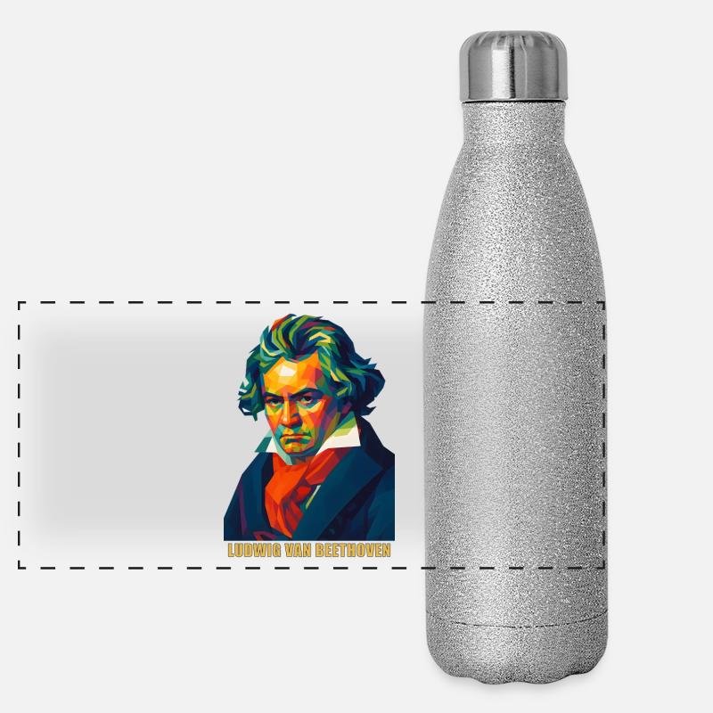 WPAP Polygon Porträt Ludwig van Beethoven Panorama Glitzer Isolierflasche 500 ml