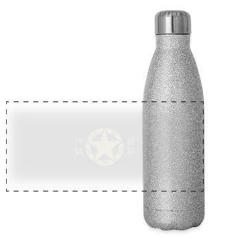80 years since the landing in Normandy, d-day 1944 - Panoramic Glitter Thermal Bottle 500 ml - silver glitter - Front