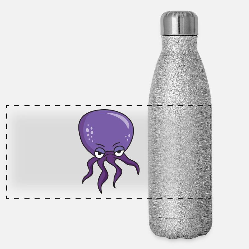 Octopus Giant octopus inkfish tentacle sea - Panoramic Glitter Thermal Bottle 500 ml - silver glitter