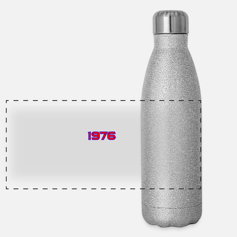 1976 Retro Neon Glitch - Panoramic Glitter Thermal Bottle 500 ml - silver glitter