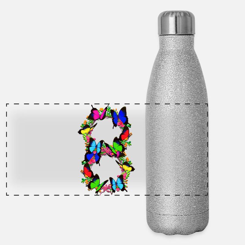 8. Geburtstag - 8 Jahre alt - Kinder - Geschenk Panorama Glitzer Isolierflasche 500 ml