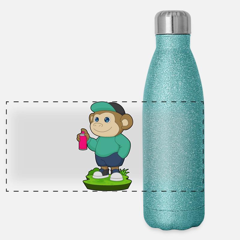Spray de peintre singe Gourde isotherme panoramique pailletée 500 ml