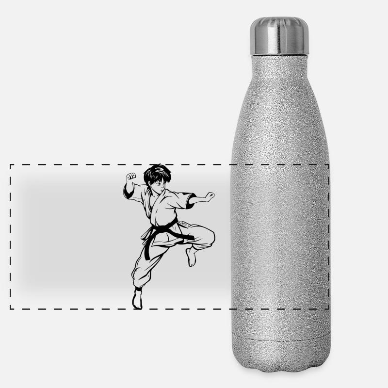 Dessin de karaté garçon Gourde isotherme panoramique pailletée 500 ml