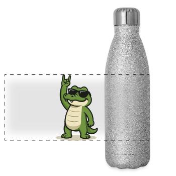 Rockin' Croc - Panorama Glitzer Isolierflasche 500 ml - Silber Glitzer - Vorne