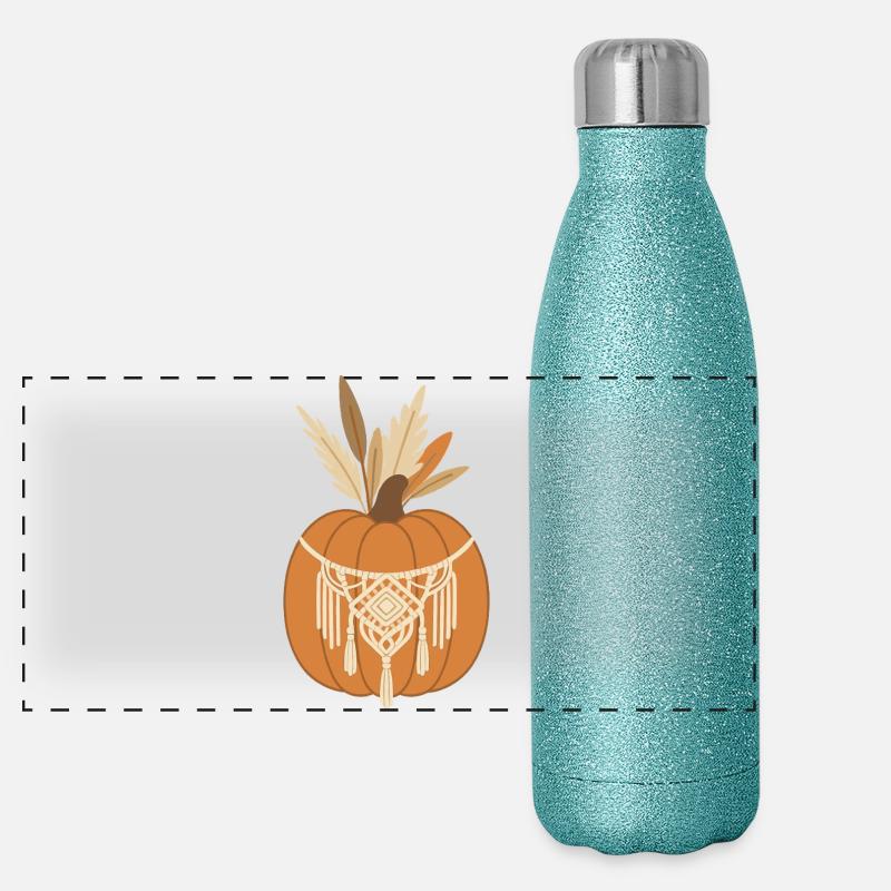 Boho Pumpkin – Citrouille en macramé Design d’automne Gourde isotherme panoramique pailletée 500 ml