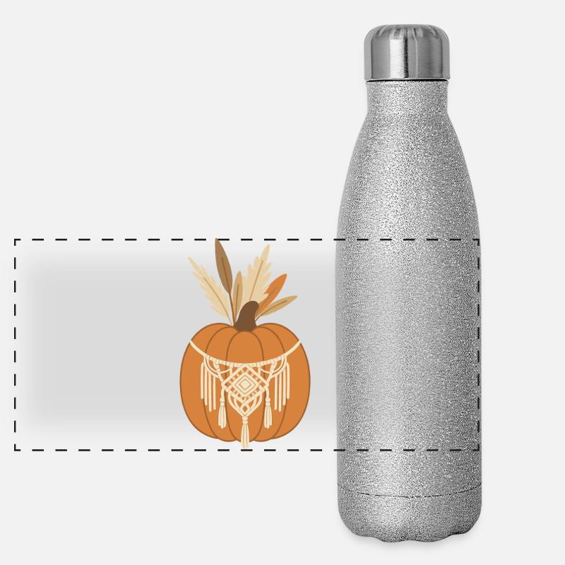 Boho Pumpkin – Makramee Kürbis Herbst Design Panorama Glitzer Isolierflasche 500 ml