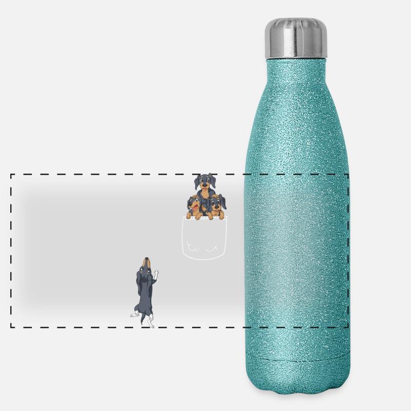 T-Shirt mit Dackeltasche Panorama Glitzer Isolierflasche 500 ml