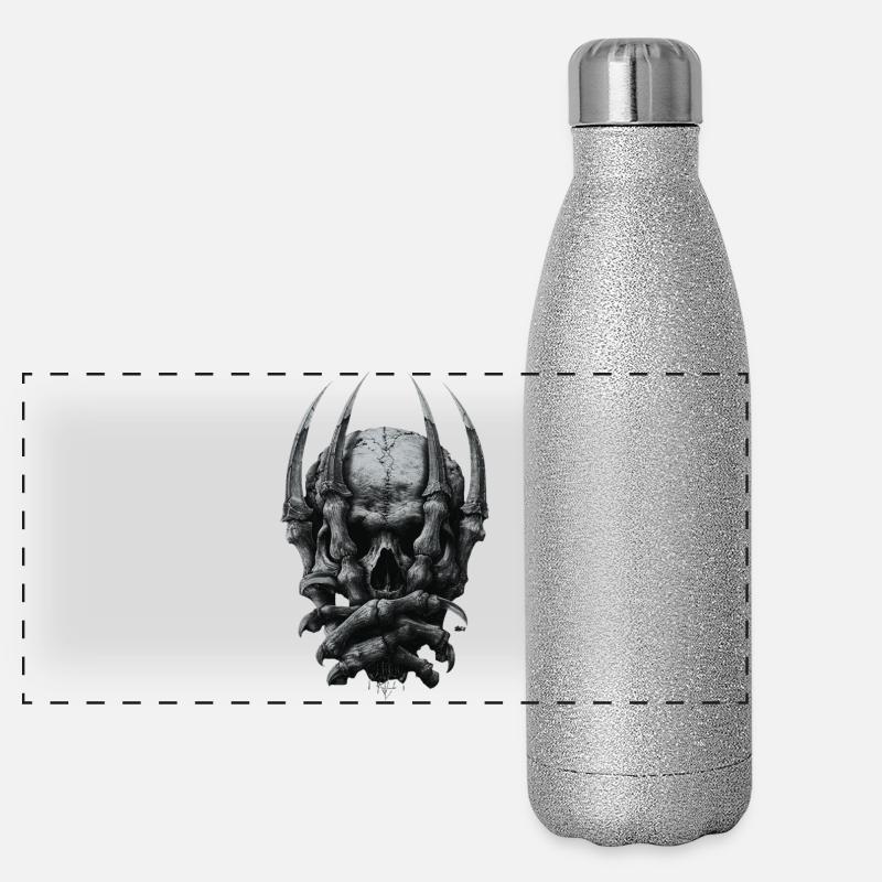 Dark Gothic Schädel  Panorama Glitzer Isolierflasche 500 ml